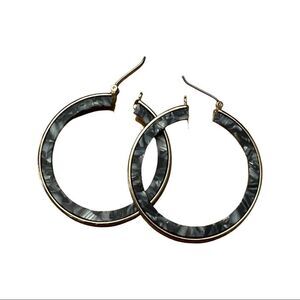 Pomina Gold and Black Faux Marble 2” Hoop Earrings - NWT